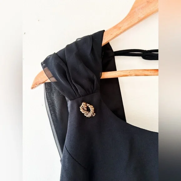 Vintage - Emblem- Cowl Back - Knee Length Dress - Black - Size Medium - Picture 2 of 9